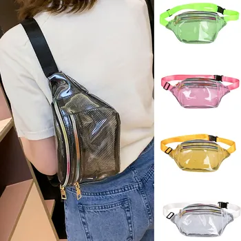 

Solid Color bolsos mujer verano 2019 Fashion Neutral Wild Transparent Mesh Pockets Trend Shoulder Messenger Bag damen taschen #C