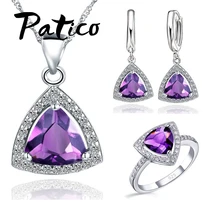 Shining Bridal Sieraden Sets Aaa Kubieke Zirkoon Steen 925 Sterling Zilveren Oorbellen Kettingen Ringen Bijoux Voor Wedding Party(China)