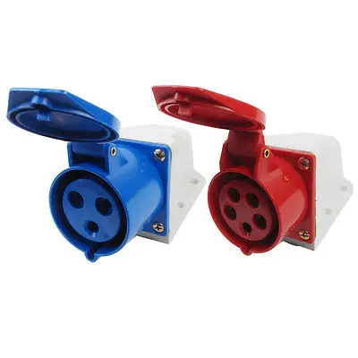

AC 240-415V 16A Red White IP44 4P+E Panel Mount IEC309-2 Industrial Socket 2pcs