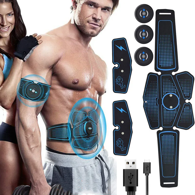 

Rechargeable EMS Abdominal Muscle Stimulator Exerciser Vibration Electric Muscle Training Machine Loss Weight Fitness Equipment