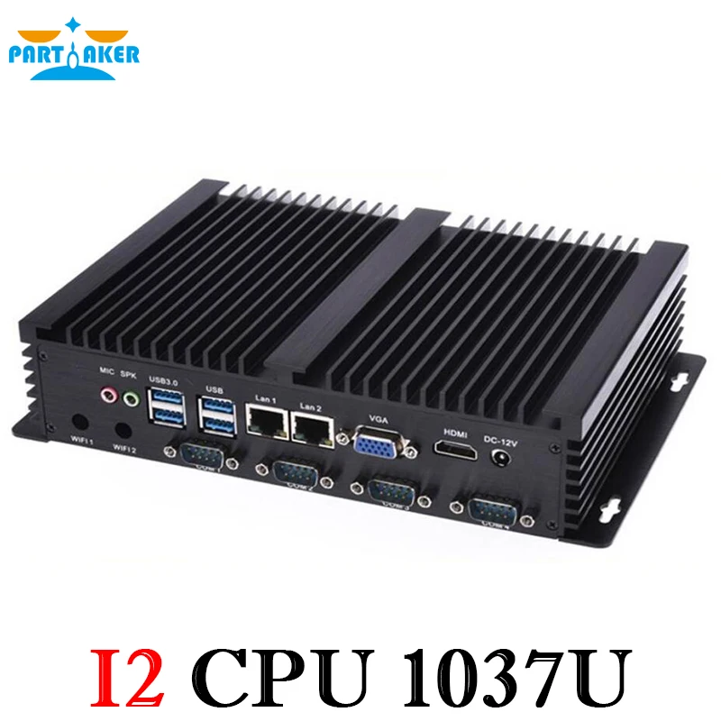 Partaker 1037U Desktop Industrial Mini PC Fanless Computer with 4 COM Ports Free Shipping