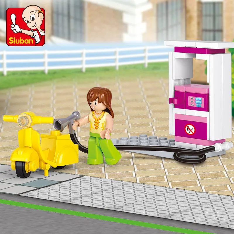 

Sluban M38-B0518 Girl Friends City Gas Station Model Building Blocks Sets Figures LegoINGLs Bricks Educational Toys For Girls