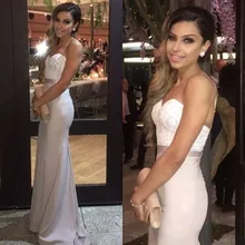 Prom Kleider Lange 2017 Schatz Sleeveless Backless Sweep Zug Chiffon Spitze Meerjungfrau Abendkleider 2016 Vestidos De Festa