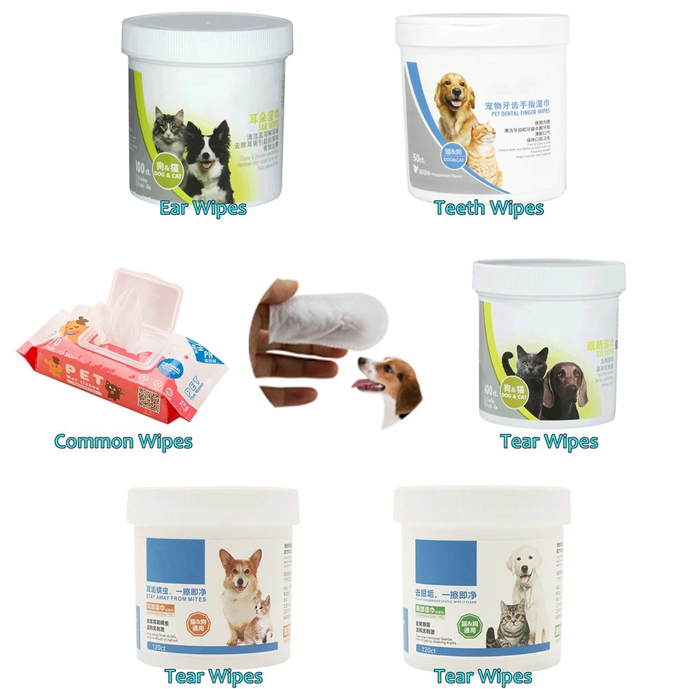 

Pets Dogs Cats Wet Wipes Tear Stain Eyes Ears Tooth Remover Gentle Non-intivating Cleaning Wipes Grooming Clean Paper Wholesale