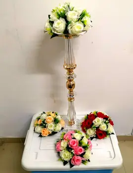 

76 cm acrylic metal stand with fake flower Bouquet wedding table Centerpieces Flowers display aisle wedding flower vases decor