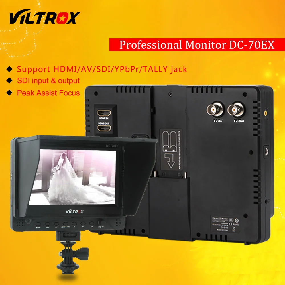 7''Viltrox DC-70EX 4KHD ЖК-монитор HDMI/SDI/AV вход выход Professional TFT экран Clip-on видео дисплей видеокамера DSLR камера