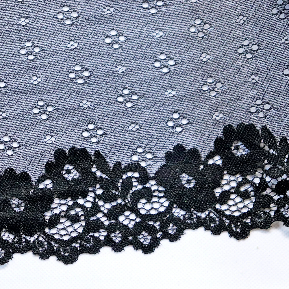19,5 см 2 ярдов стрейч черные кружева эластичные тримминги DIY одежда аксессуары для бюстгалтеров шитье из кружева аппликации Французская ткань для тюли кружевная