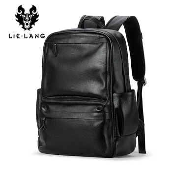 

Mens Genuine Leather Backpack Large Capacity Travel Backpacks Men Waterproof Big Backpack Laptop 15.6 inch Notebook Bag For Boys