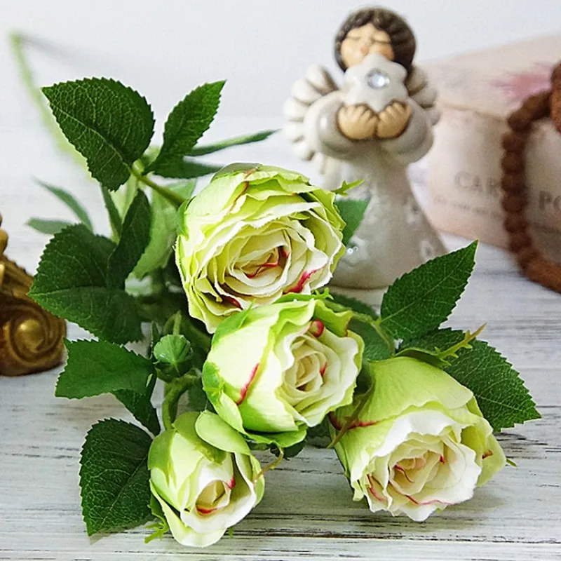 4Heads Artificial rose branch silk+plastic flores Simulation rose flowers for home hotel wedding decoration rose - Цвет: E