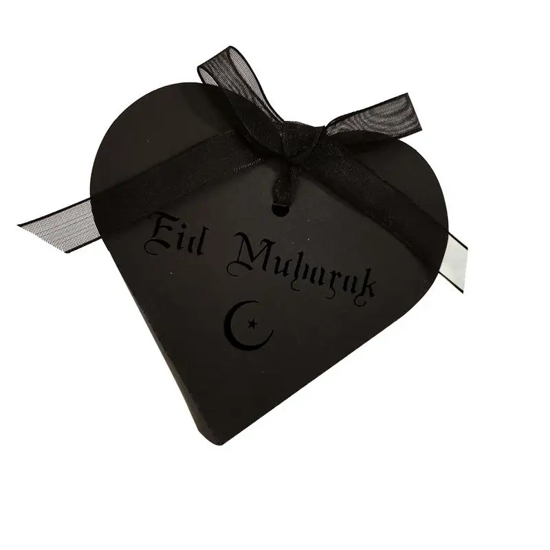 Black 50 шт. Eid Mubarak золотая коробка шоколадных конфет Kareem полый чехол для хранения сахара с нарядная лента поставки Рамадан украшения - Цвет: Black