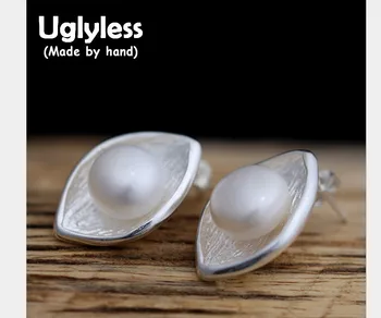

Uglyless Genuine S 990 Fine Silver Calla Lily Studs Natural Pearls Women Elegant Stud Earrings Simple Fashion Handmade Jewelry