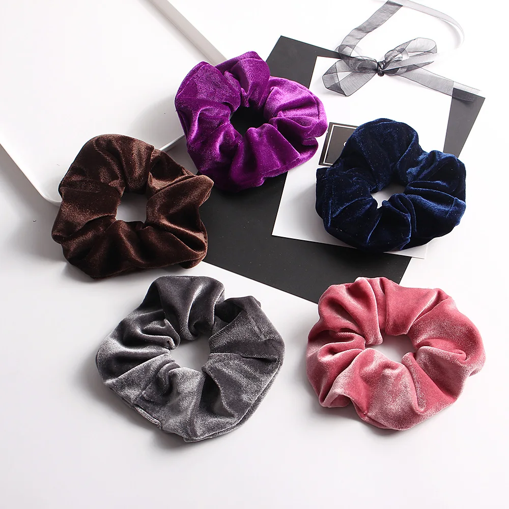 

5 Pcs/Sets Elegant Velvet Solid Elastic Hair Bands Ponytail Holder Scrunchies Tie Hair Rubber Headband Lady Hair Accessories
