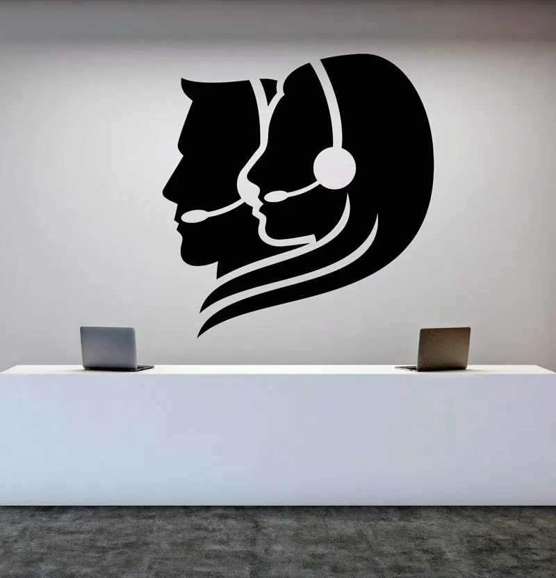 

Vinyl wall decal customer service work call center operator office worker sticker office decorative applique BG05
