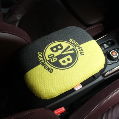 Футбольная команда автомобиля подлокотник подушка мультфильм центральная консоль авто сиденье Подлокотники коробка обивка чехлы Защита для спортивного вентилятора - Название цвета: Dortmund
