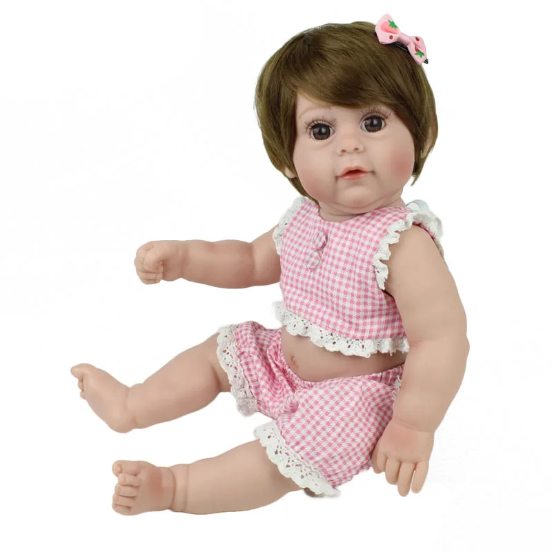 

17inch Full silicone vinyl reborn baby girl doll bebe boneca reborn infant baby alive toy dolls gift NPKDOLL