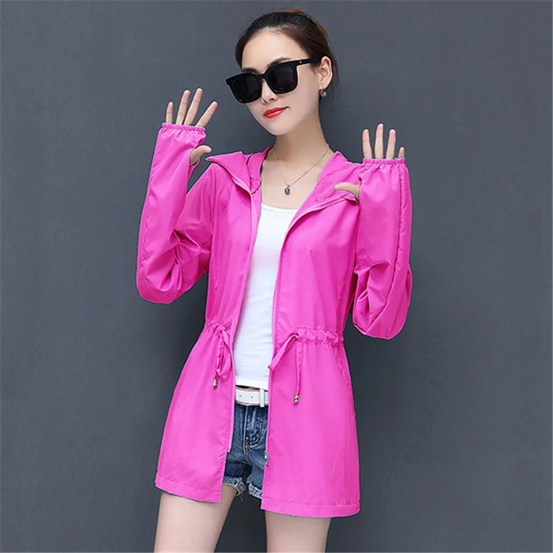 Finest  Jacket Women White M-4XL Plus Size Riding Sunscreen Coat 2019 New Summer Korean Ultra-thin UV Prote