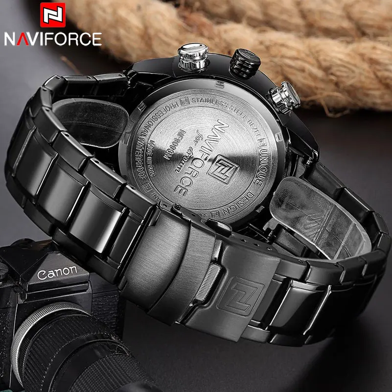 Мужские спортивные часы NAVIFORCE брендовые с двойным дисплеем светодиодный
