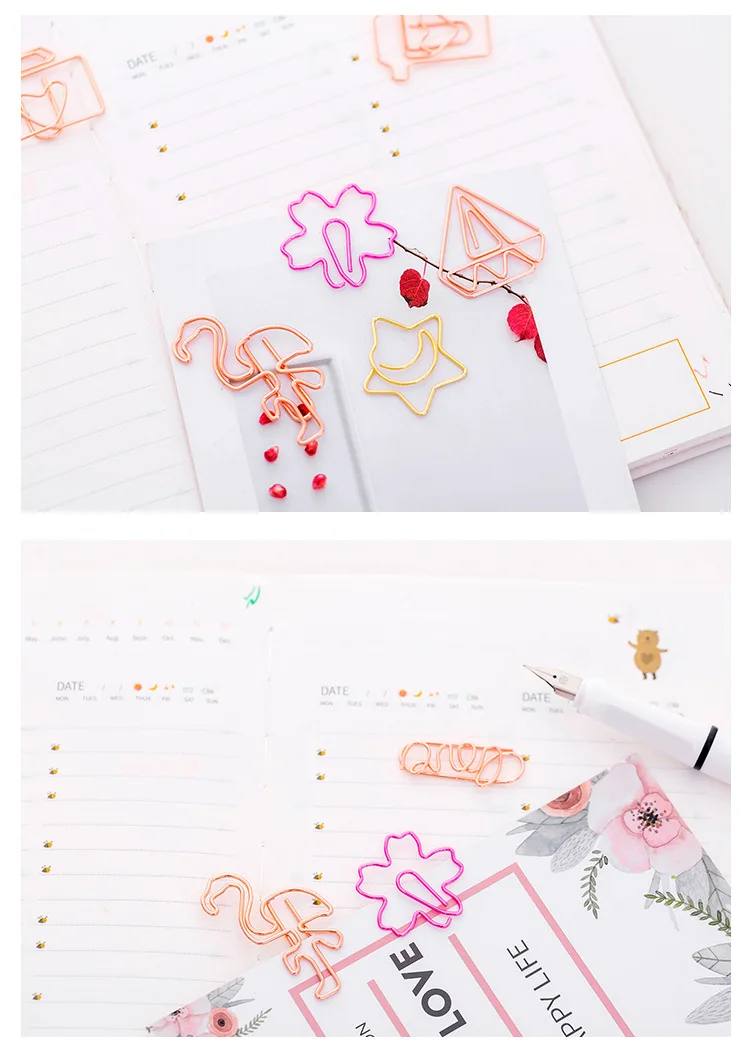 Bonito dos Desenhos Clipe de Papel Simples para Modelar Lote Animados Marcador Rose Gold Clip Holder Metais Criativo Clipe Estudante 50 pc - 6 Material escolar e de escritório