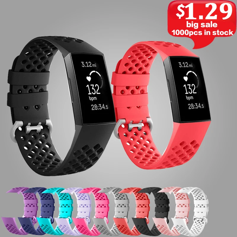 

1pcs Silica Strap for Fitbit Charge 3 Writ Strap for Fitbit Band Replacement Fitbit Strap Smart Band Accessories Soft Strap .