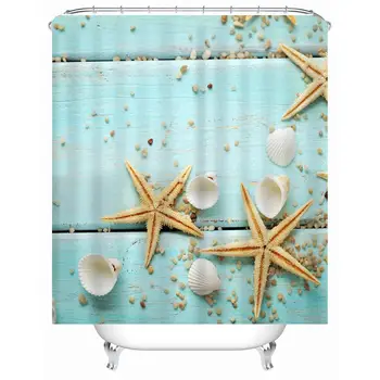 

Sea Shower Curtain Bath Curtains Bathroom Cortina Waterproof Polyester Floral Cover With 12pcs Hooks 180x180cm 180x200cm AP11G