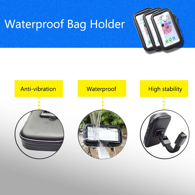 Fimilef Motorcyle Car Rearview Mirror Mount Bag Phone Holder Phone GPS Waterproof Case Phone Bag Stand Waterproof Touch Screen (15)