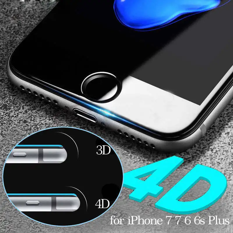 4D Full Cover Tempered Glass For iphone X 7 8 plus Anti-scratch Ultra Slim Thickness
 Screen Protector Film for iPhone 6 6s Plus