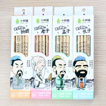 

Coloffice Cute Confucius HB pencil student wrting 12 pcs/lot wood pencil with rubber school office supplies students prizes