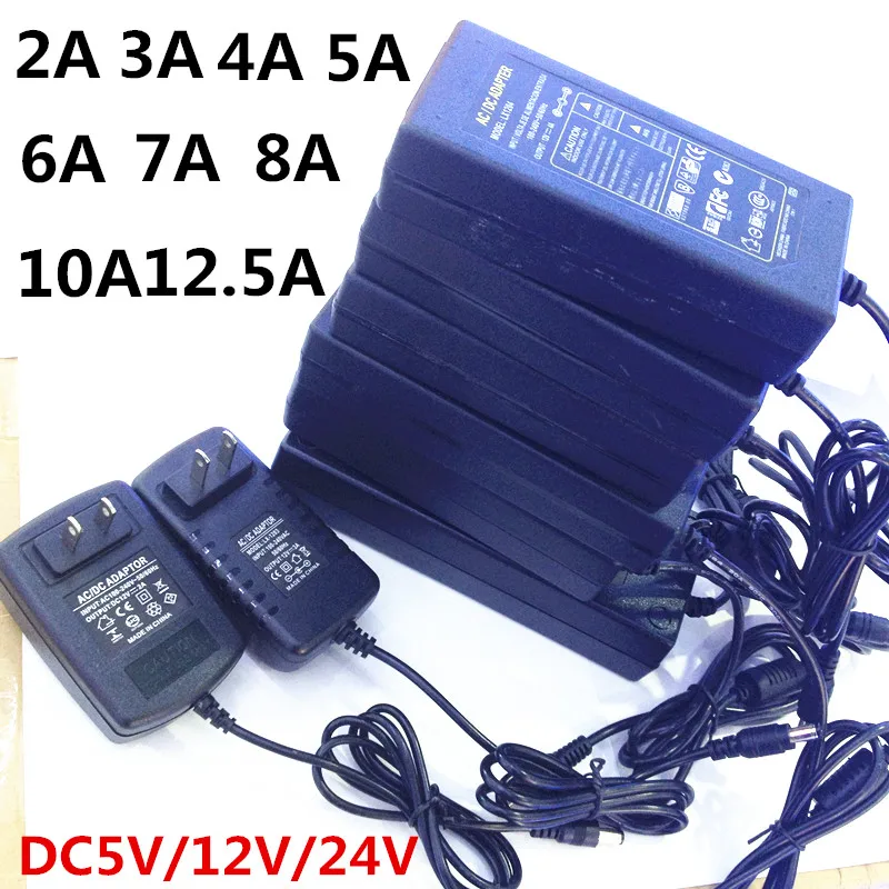 AC 110 V 220 V постоянного тока до DC12V Мощность питания постоянного тока 12 V 24 V 1A 2A 3A 4A 5A 6A 8A 10A светодиодный драйвер преобразователя света трансформатор адаптер для светодиодные ленты