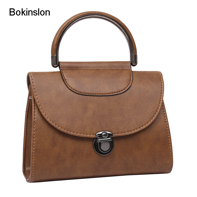 

Bokinslon Handbags For Woman Retro PU Leather Ladies Small Square Bags Solid Color Casual Women Shoulder Bags