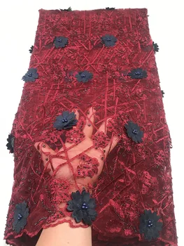 

Onion Latest African Lace Fabric High Qulaity African Bridal Handmade Beads Lace Embroidery Lace Trim For African Dress A19B3