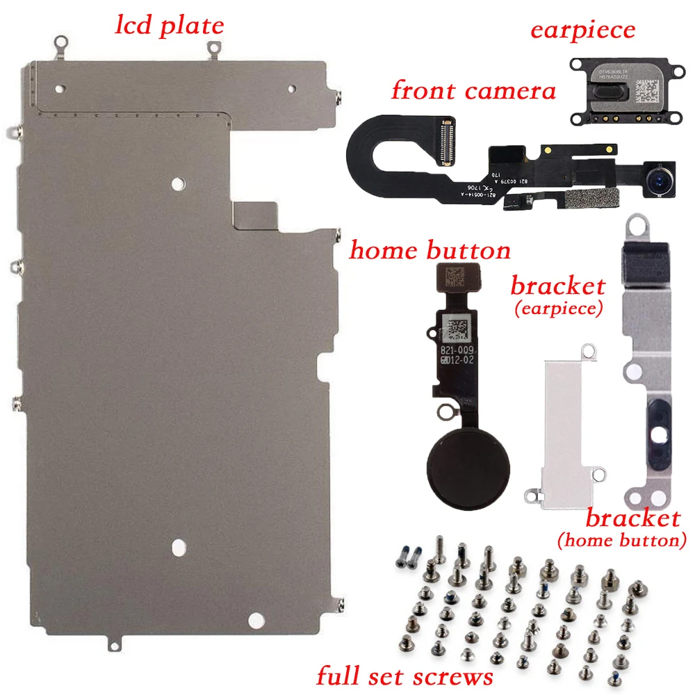 1 шт. полный набор запчастей для iphone 6 ЖК-экран металлические части пластины фронтальная камера ухо динамик Главная Кнопка для iphone 6 plus