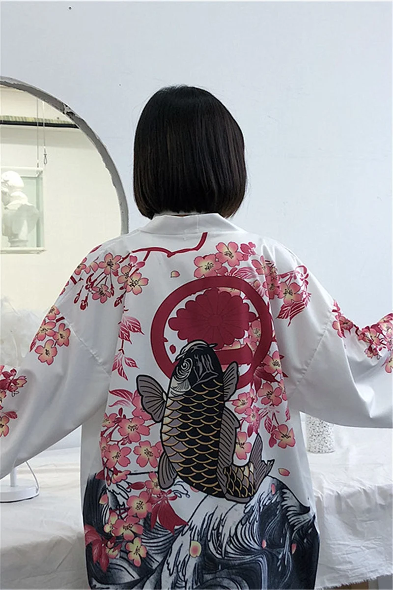 Женские топы лето японские модные Кимоно Одежда для пар Obi Yukata женское пляжное кимоно Boho Haori кимоно Japones FF2078