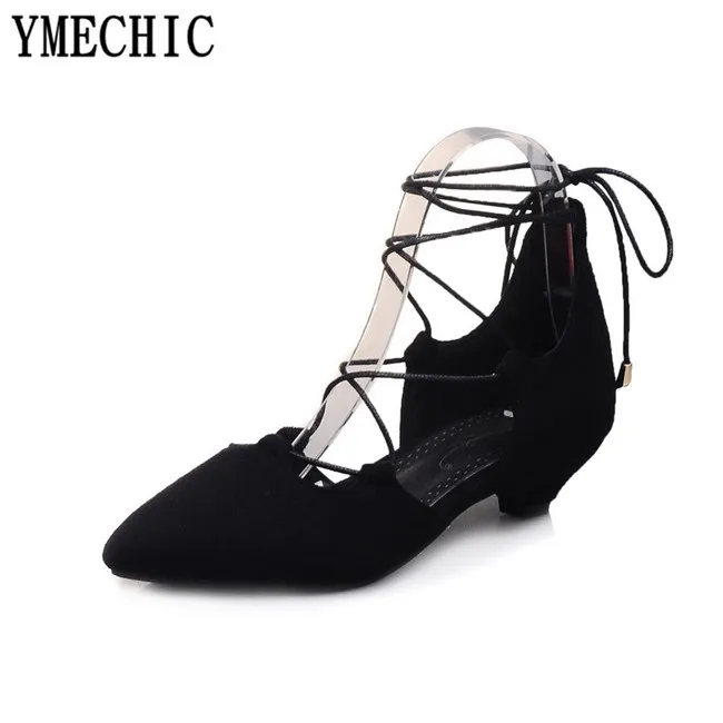Туфли лодочки YMECHIC женские на низком каблуке туфли из флока с перекрестной