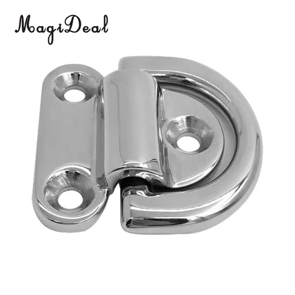 MagiDeal 6mm Folding Deck Pad Eyes / Lashing D Ring Tie Down Point Anchor Fixing Cleat Plate - Marine Grade 316 Stainless Steel