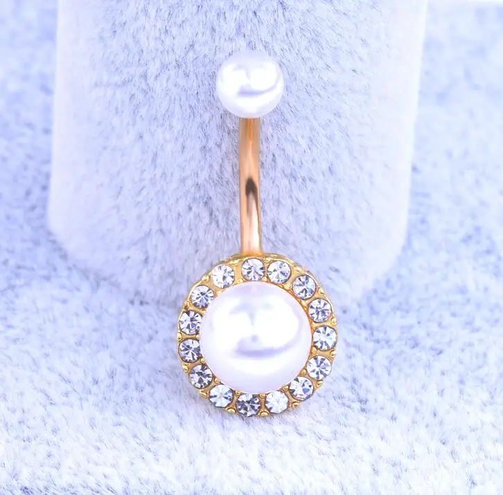 

Drop Shipping Body Piercing Jewelry Women Sexy Pearl Navel Piercing Belly Button Ring navelpiercing chirurgisch staal