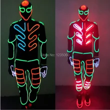 EL Wire светящиеся костюмы для вечерние Потрясающие рождественские принадлежности DJ клуб носит светящаяся светодио дный модная сценическая одежда на заказ