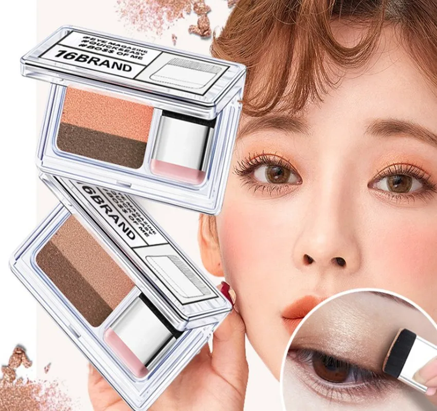 

Double Color Eye Shadow Makeup Palette Glitter Palette Eyeshadow Pallete Waterproof Glitter Eyeshadow Shimmer Cosmetics Brush