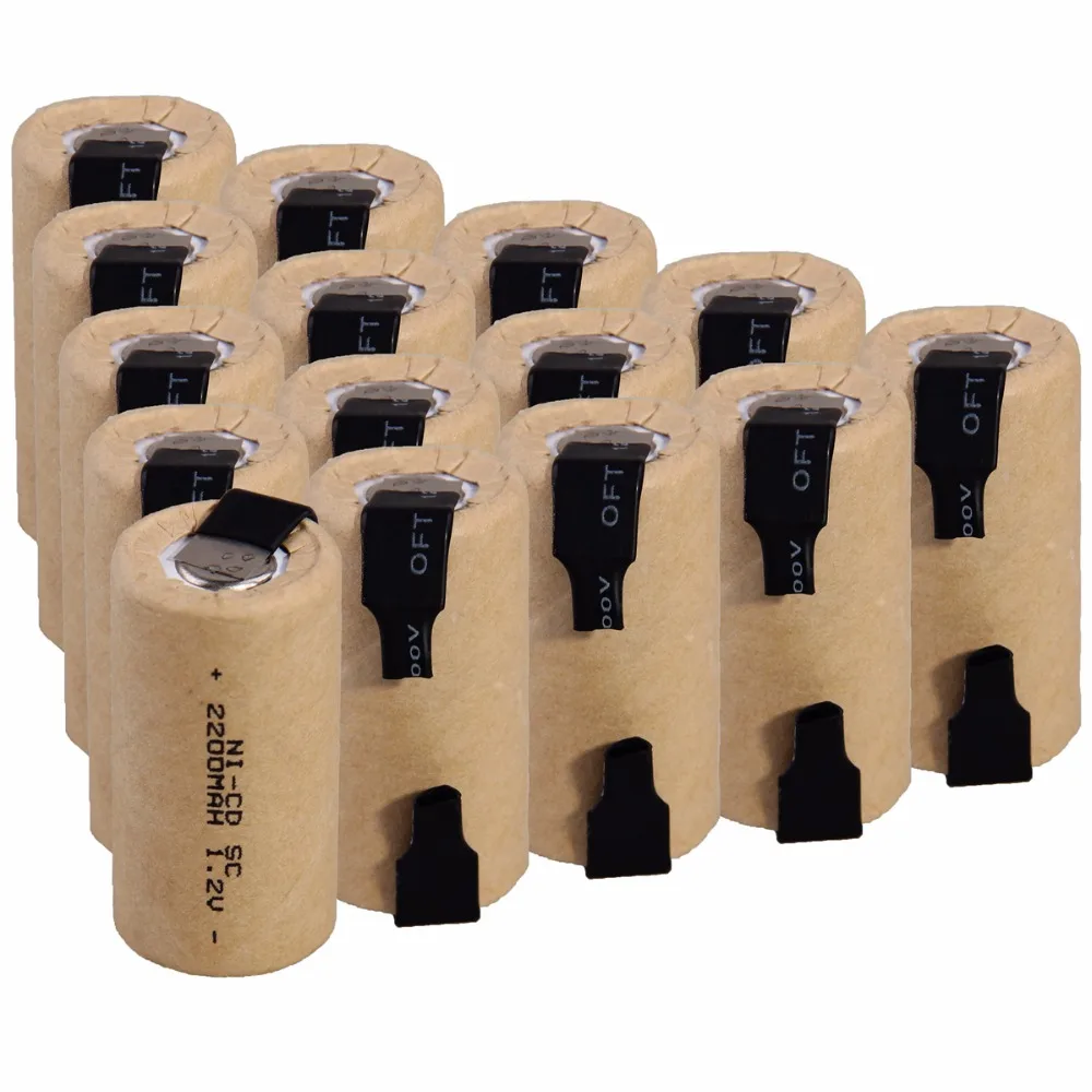 

Real capacity! 15 pcs SC 2200mah 1.2v battery NICD rechargeable batteries for power tools for electric screwdrivers