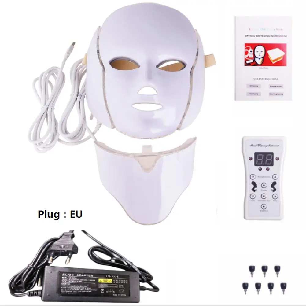 

7 Colors LED Facial Mask Therapy Beauty Instrument Photon Electric Facial Mask With Neck Skin Rejuvenation Anti Acne Wrinkle
