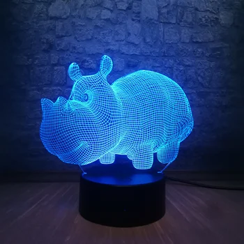 

Cute Baby Animal Hippo 3D USB LED Lamp 7 Colors Changing Gradient Table Night Lights Kawaii room Decorative lighting Child Gift