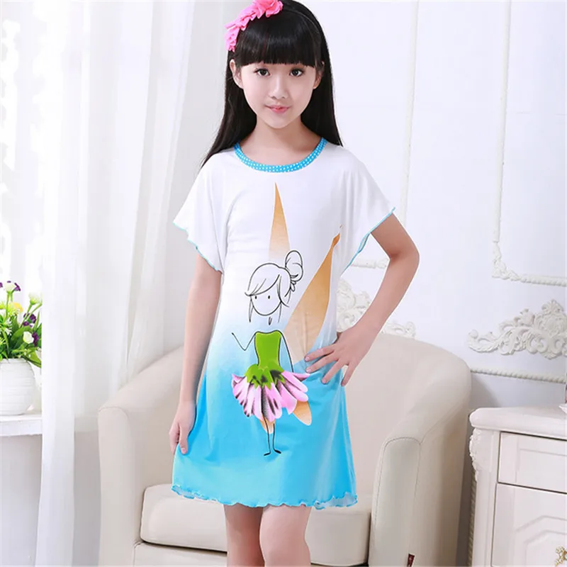 Girls Nightgown Cotton Summer Children Nightgowns Short Sleeve Girls
