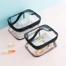 Clear Transparent PVC Travel Makeup Bag Cosmetic Toiletry Zip Cosmetic Wash Bags Pouch new women clear transparent plastic pvc cosmetic bags casual travel waterproof toiletry wash bathing storage zip bag