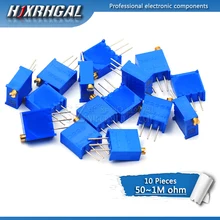 10 peças 3296w 3296 50 100 200 ohm 1k 2k 5k 10k 20k potenciômetro aparador de pote, 50k 100k 200k 1m ohm 500 100r 200r 500r aparador
