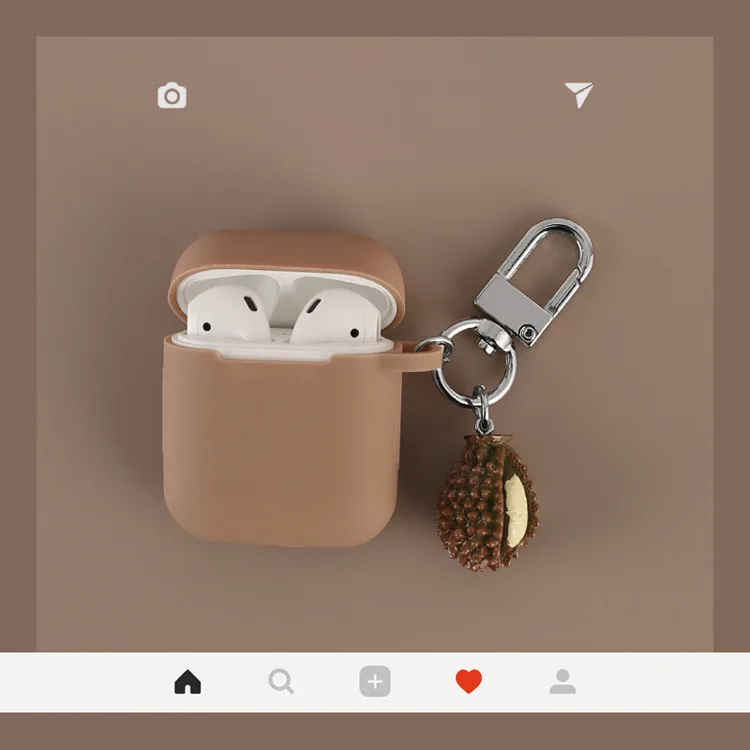 

Cute Durian Keyring Silicone Bluetooth Wireless Earphone Case For AirPods Protective Cover Air pods Charging Box