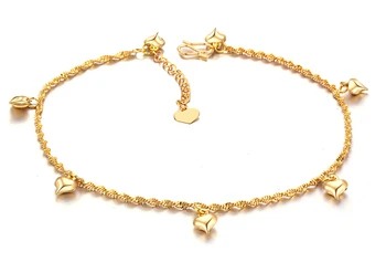 

Gold color heart Anklet make with 316L Titanium Steel Chain Women Barefoot Sandals Anklet, 2014 Fashion Foot Chain Jewelry,N715