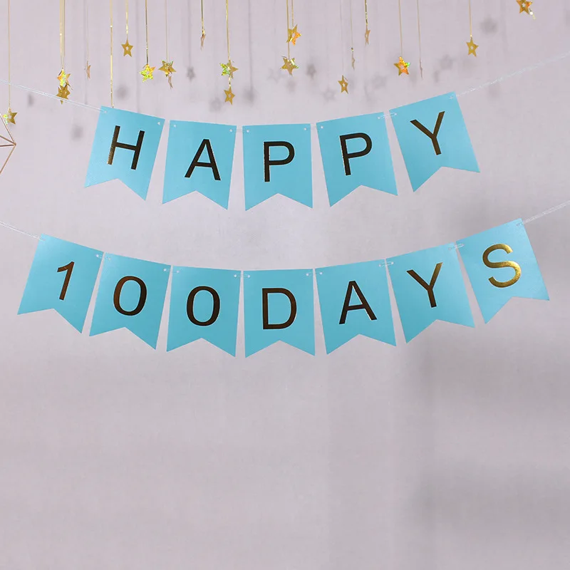 30/60/100 дней на день рождения розовый синий конфетти горячее тиснение оформление