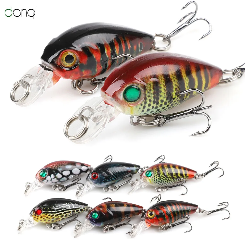 

DONQL 2Pcs Artificial Crank Hard Fishing Lure Minnow Painted Wobblers Topwater Crankbait 4.7cm Lifelike Plastic Fishook Bait