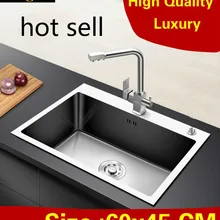 Домашняя мода, Высококачественная кухонная ручная раковина одинарная мойка, мойка овощей, 304 нержавеющая сталь,, 60x45 см