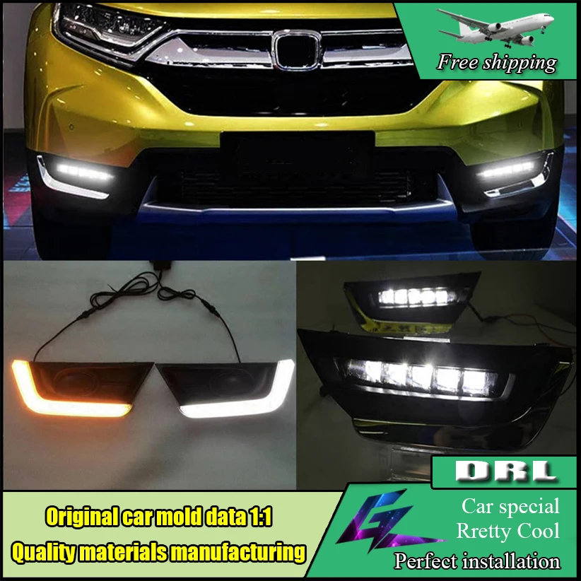 

Car Styling LED Daytime Running Light For Honda CRV CR-V 2017 2018 With Turn Yellow Signal Style Relay Waterproof Car DRL 12V