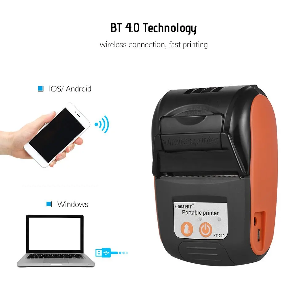 

POS 58mm Bluetooth Thermal Receipt Printer Mini Portable Android IOS Mobile POS Printers Free SDK for Window Android IOS Printer